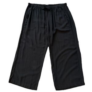 NWT Splendid Pants Womens XXL Back Linen Blend Pull On Wide Leg Pockets Cropped